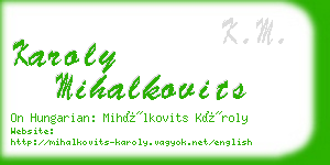 karoly mihalkovits business card